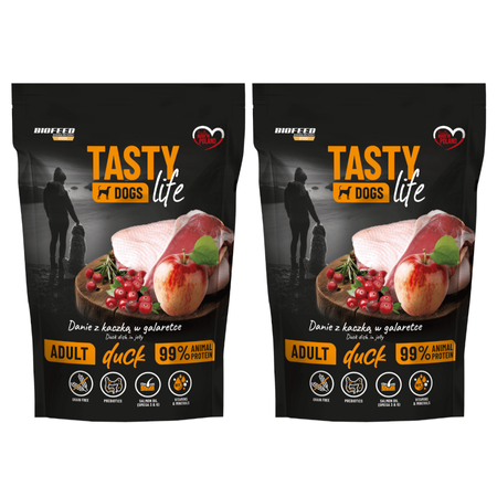 Biofeed Tasty Dogs Life z Kaczką w Galaretce 2x500g Bezzbożowa Mokra Karma Dla Psa