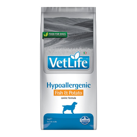 Vet Life HIPO Fish & Potato DOG 2kg Sucha karma dla psa Ryba Ziemniak Sucha karma  przy niepożądanych reakcjach na pokarm
