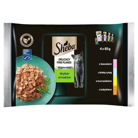 Sheba Saszetka 52x85g Fine Flakes in Jelly Mokra Karma Dla Kotów W Galaretce Ryba, Drób