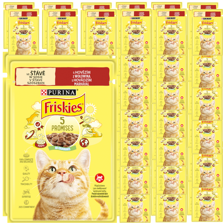 Purina Friskies z Wołowiną 48x85g Mokra Karma Dla Kota w Sosie
