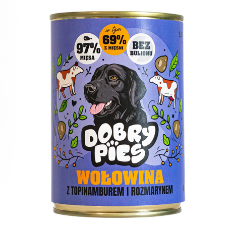 Dobry Pies 24x400g Mokra Karma Dla Dorosłych Psów Wszystkich Ras Z Wołowiną Topinamburem I Rozmarynem