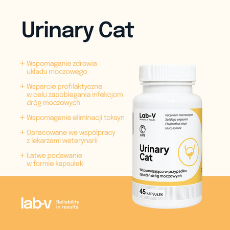 LAB-V Urinary Cat Suplement Dla Kotów 45 Kapsułek Wsparcie Układu Moczowego Redukcja Kamieni