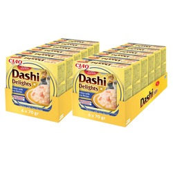 Inaba Cat Dashi Delights 12x70g Uzupełniająca Karma Dla Kota Bulion z Kurczakiem i Tuńczykiem