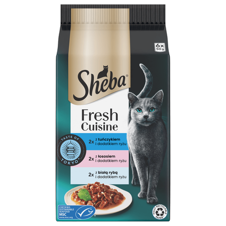 Sheba Fresh Cuisine Taste of Tokyo 36x50g Mokra Karma Dla Dorosłych Kotów Z Tuńczykiem I Łososiem W Sosie