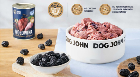 John Dog Berry Line Wołowina I Królik Z Jeżynami 12x400g Mokra Karma Dla Szczeniąt