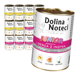 Dolina Noteci Premium Junior 12x400g Mokra Karma Dla Szczeniąt Żołądki z Kurczaka Serca Indyka