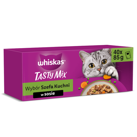 Whiskas Adult 80x85g Mokra Karma Dla Kota W Sosie Tasty Mix Wybór Szefa Kuchni + Klasyczne Posiłki