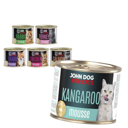 John Dog for Cats 6x200g Mokra Karma Mus Dla Dorosłych Kotów Mix 6 Smaków