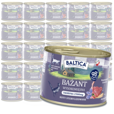 Baltica Smaki Regionów Bażant 24x185g Bezzbożowa Mokra Karma Dla Kotów Sterylizowanych