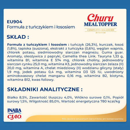 Inaba Cat Meal Topper 4x14g (56g) Kremowy Przysmak Dla Kota Pasta Tuńczyk z Łososiem