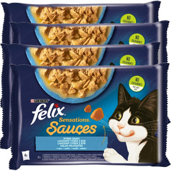 Felix Sensations Sauces Karma Dla Kotów Smaki Rybne W Sosie 4x340g (16x85g) Dorsz Sardynka