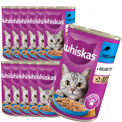 WHISKAS Adult puszka 400g Tuńczyk - mokra karma dla dorosłych kotów w galaretce