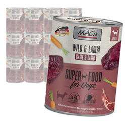 MAC's Dog 12x800g Bezzbożowa Mokra Karma Dla Psa z Dziczyzną i Jagnięciną
