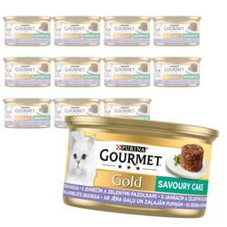 Purina Gourmet Gold z Jagnięciną i Zieloną Fasolką 12x85g Mokra Karma Dla Kota Savoury Cake
