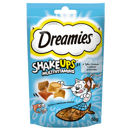 Dreamies Shake Ups Multivitamins 2x55g Przysmak Dla Kota Mix Smaków Kurczak Owoce Morza 