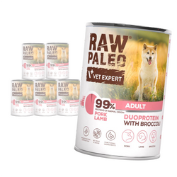 Raw Paleo Pork&Lamb Adult Duoprotein 6x400g Mokra Karma Dla Psa z Wieprzowiną i Jagnięciną