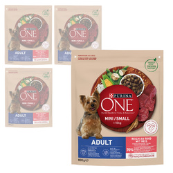 Purina One Mini Adult 4x800g Sucha Karma Dla Psów Małych Ras Z Wołowiną I Ryżem