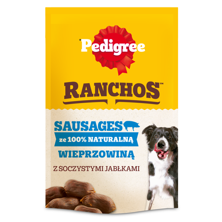 Pedigree Ranchos Sausages 4x60g Naturalny Przysmak dla Psa Z Wieprzowiną I Soczystymi Jabłkami