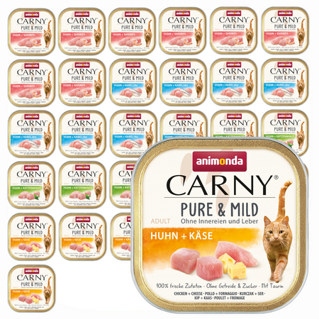 Animonda Carny Pure & Mild 32x100g Mokra Karma Dla Kota Z Kurczakiem Krewetkami Dorszem Kocimiętką I Serem