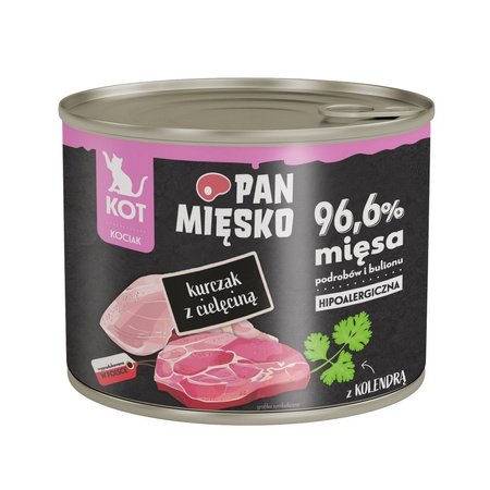 Pan Mięsko 6x200g Hipoalergiczna Mokra Karma Dla Kociąt Kurczak Z Cielęciną