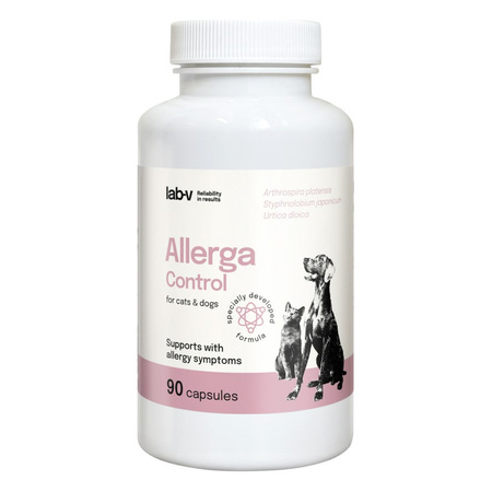 LAB-V Allerga Control Suplement Dla Psów i Kotów 90 Kapsułek Łagodzenie Alergii Wsparcie Odporności