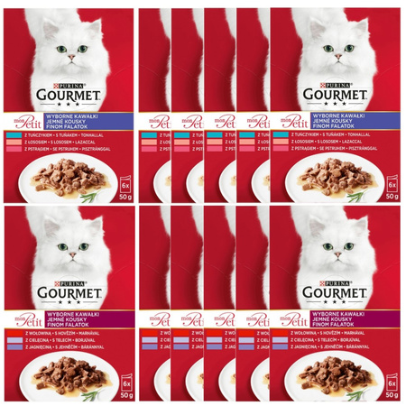 Purina Gourmet Mon Petit Mix Mięsnych Rybnych Smaków 72x50g Mokra Karma Dla Kota Wyborne Kawałki