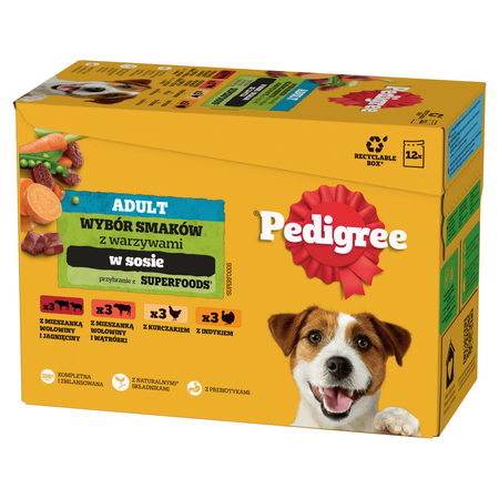 Pedigree Saszetka 48x100g Mokra Karma W Sosie Dla Psa Wołowina, Kurczak, Jagnięcina, Indyk