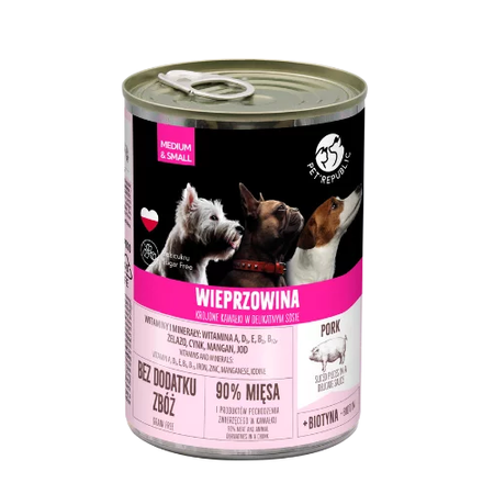 PetRepublic 6x400g Bezzbożowa Mokra Karma Dla Psa Kawałki W Sosie Z Wieprzowiną