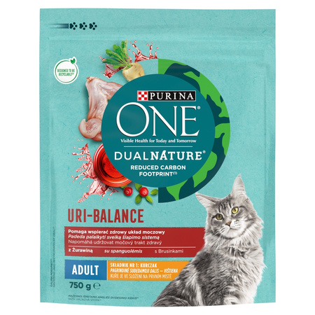 Purina One Dual Nature Uri-Balance Adult Karma Dla Dorosłych Kotów Z Kurczakiem 8x750g Wspiera Układ Moczowy
