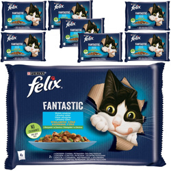 Felix Fantastic Karma Dla Kotów Wybór Smaków W Galaretce 8x340g (32x85g) Łosoś I Pstrąg
