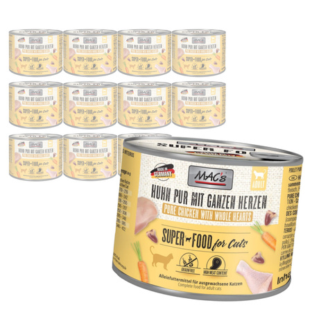MAC's 12x200g Bezzbożowa Mokra Karma Dla Kota Kurczak Serca Drobiowe