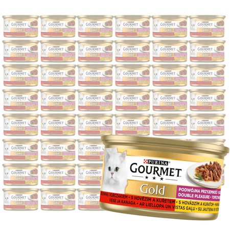 Purina Gourmet Gold Karma Dla Kotów Podwójna Przyjemność Wołowina I Kurczak 48x85g