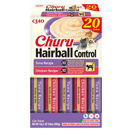 Inaba Cat Churu Hairball Control 40x14g Kremowy Przysmak Dla Kota Pasta Mix Kurczak I Tuńczyk