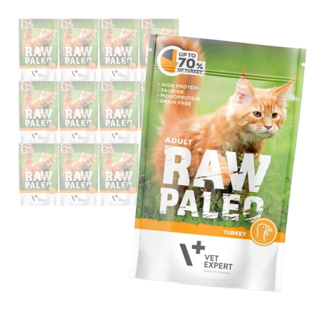 Vet Expert Raw Paleo Adult Turkey 12x100g Saszetka Karma Mokra z Indykiem Dla Kota