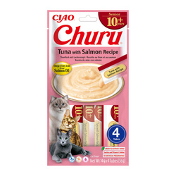 Inaba Cat Churu Senior Tuna With Salmon 4x14g (56g) Kremowy Przysmak Dla Starszego Kota Pasta Z Tuńczykiem i Łososiem