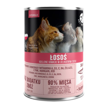PetRepublic Bezzbożowa Mokra Karma Dla Kotów Sterylizowanych 24x400g Kawałki W Sosie Z Łososiem