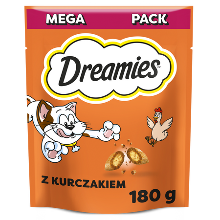 Dreamies Mega Pack 2x180g (360g) Chrupiące Przysmaki Dla Kota Z Serem I Kurczakiem