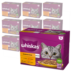 WHISKAS Adult Saszetki 120x85g Drobiowa Uczta Mokra Karma Dla Dorosłego Kota w Galaretce Kawałki z Kurczakiem Kaczką Drobiem Indykiem