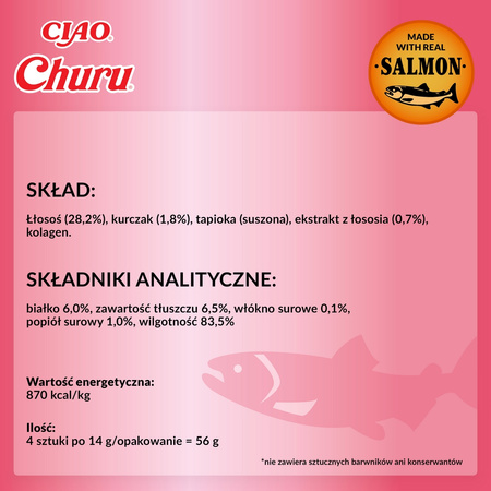 Inaba Cat Churu Salmon With Chicken 24x14g Kremowy Przysmak Dla Kota Pasta z Łososiem i Kurczakiem