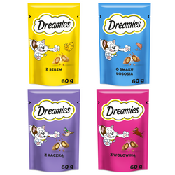 Dreamies 4x60g Przysmaki Dla Kota Z Kremowym Nadzieniem Mix 4 Smaków Bez Kurczaka