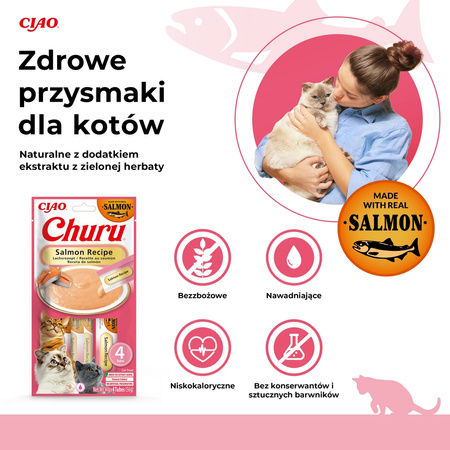 Inaba Cat Churu Salmon Recipe 24x14g Kremowy Przysmak Dla Kota Pasta Mix 4 Smaków