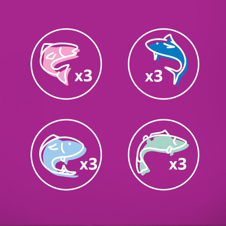 Whiskas Adult 48x85g Rybne Przysmaki Mokra Karma Dla Dorosłych Kotów 4 Smaki W Galaretce