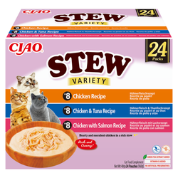 Inaba Cat Ciao Stew 24x40g Uzupełniająca Karma Dla Kota Potrawka z Kurczakiem Tuńczykiem i Łososiem