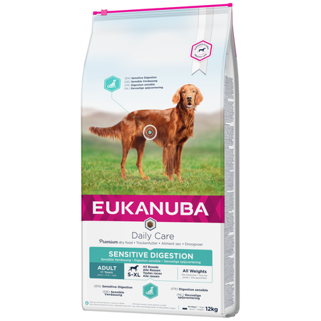 EUKANUBA Adult Daily Care Sensitive Digestion 12kg Sucha Karma Dla Dorosłych Psów Wszystkich Ras  z Wrażliwym Przewodem Pokarmowym