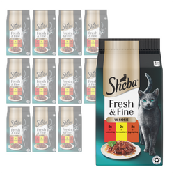 Sheba Fresh & Fine Wołowina i Kurczak Saszetki 72x50g Mokra Karma w Sosie Dla Kotów
