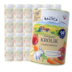 Baltica Królik z Marchewką 24x400g Monoproteinowa Hipoalergiczna Bezzbożowa Mokra Karma Dla Psa