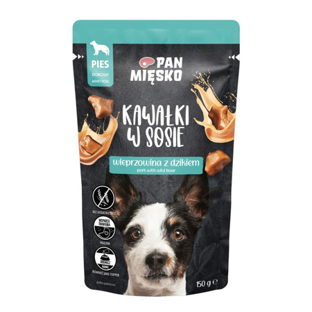 Pan Mięsko Mokra Karma Dla Psa 24x150g Kawałki W Sosie Wieprzowina Z Dzikiem