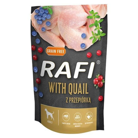 Rafi 20x500g Mokra Bezzbożowa Karma Dla Dorosłych Psów Z Przepiórką Żurawiną I Borówką