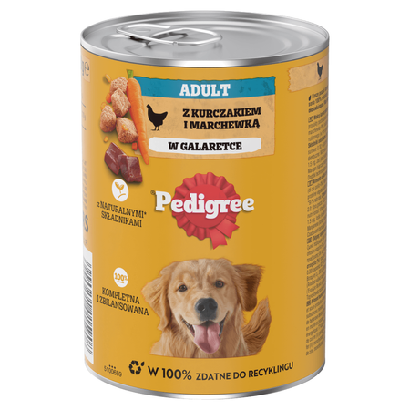 PEDIGREE Adult puszka 12x 400g - Mokra Karma dla Psów z Kurczakiem i Marchewką w Galaretce
