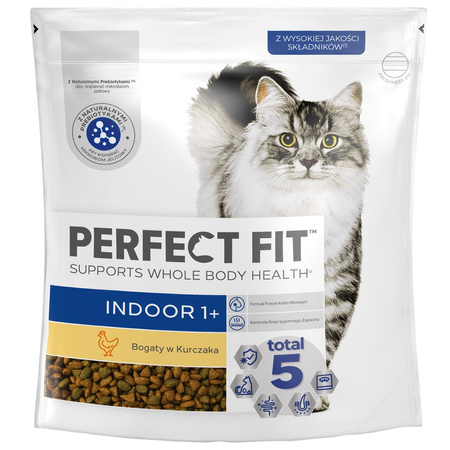 Perfect Fit Indoor 1+ z Kurczakiem 6x750g Sucha Karma Dla Kotów Niewychodzących